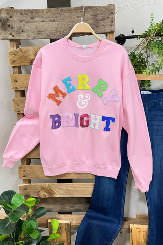 Merry & Bright Sequin Sweatshirt Pink Sweatshirt Sugar Stitch/Faire   