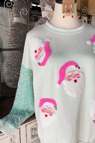 Blingy Santa Mint Green Sweatshirt Bibi   