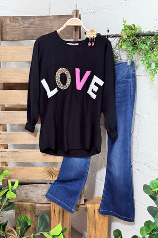 Love at First Sight Black sweater Vine & Love