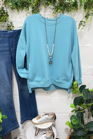 Quiet Places Turquoise Sweatshirt Zenana   