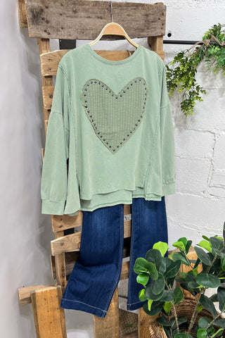 Heart Throb Sage Shirts & Tops Easel   