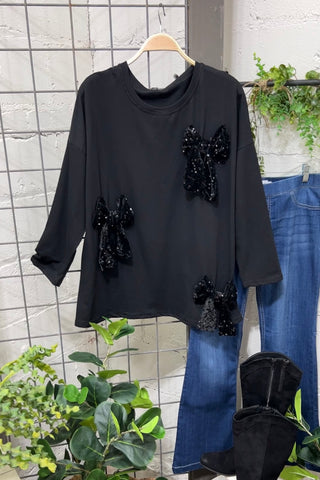 Bow Drop Black Shirts & Tops Mina Rosa/WePrice   