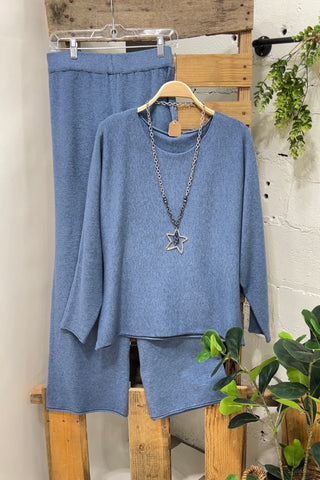 Eve Sweater Set Blue Top & Pant Set carol's boutique   