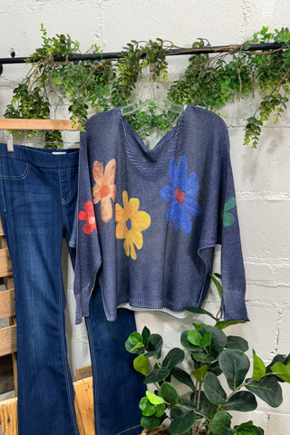 Fall Flowers Navy Shirts & Tops Angela   