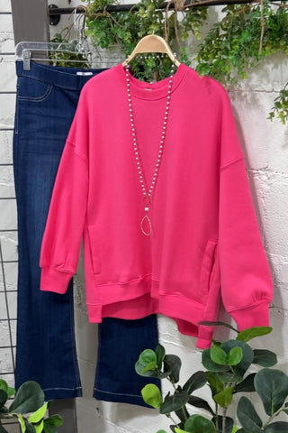 Quiet Places Fuchsia Sweatshirt Zenana