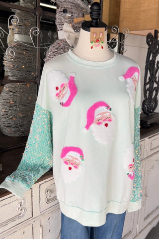 Blingy Santa Mint Green Sweatshirt Bibi   