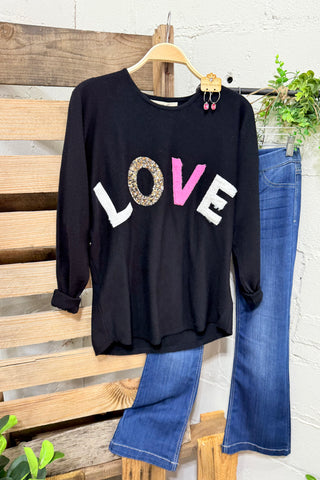 Love at First Sight Black sweater Vine & Love