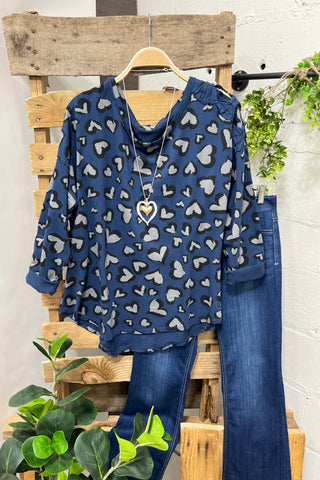 Heart Filling Navy Shirts & Tops MuMu   