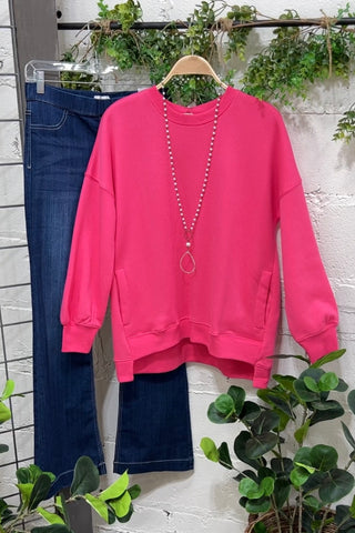 Quiet Places Fuchsia Sweatshirt Zenana