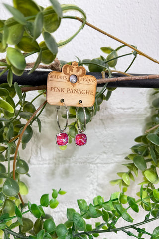 Carrie Earrings Silver/AB Fuchsia by Pink Panache Pink Panache