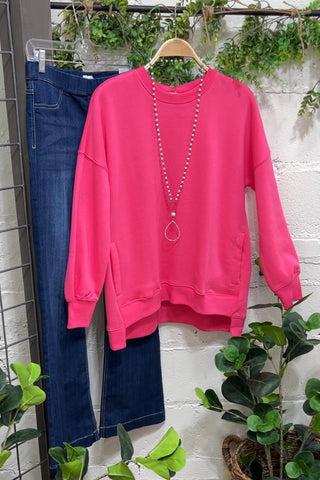 Quiet Places Fuchsia Sweatshirt Zenana