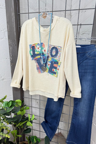 Patches of Love Ecru Shirts & Tops Easel