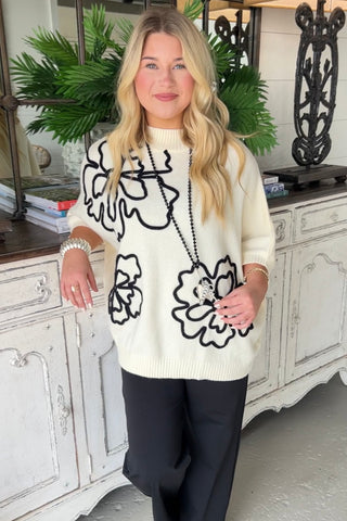 Floral Figure Ivory sweater Easel   