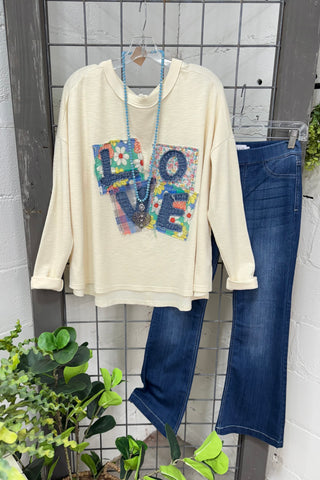 Patches of Love Ecru Shirts & Tops Easel