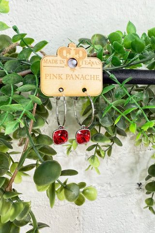 Carrie Earrings Silver/Red by Pink Panache Pink Panache