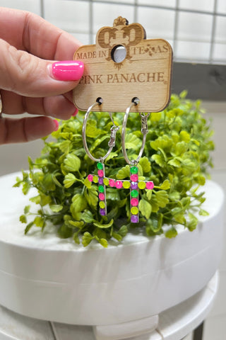 Neon Faith Earrings Neon Multi  Pink Panache   