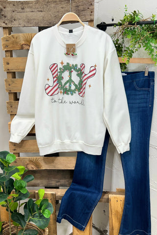 Joy To World Sweatshirt Sweatshirt Sugar Stitch/Faire   