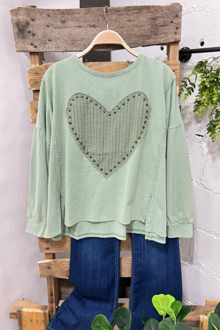 Heart Throb Sage Shirts & Tops Easel   