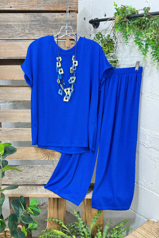 Palm Beach Set Royal Blue Capri Set Dear Scarlett