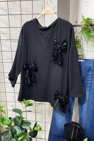 Bow Drop Black Shirts & Tops Mina Rosa/WePrice   