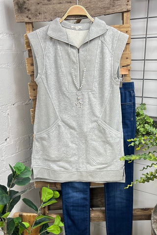 Chloe Tunic Heather Grey  Blue Velvet   