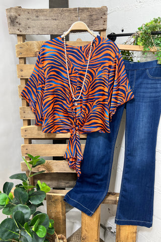 Tiger Talk Orange/Navy Shirts & Tops Adrienne   