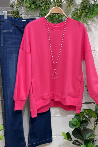 Quiet Places Fuchsia Sweatshirt Zenana