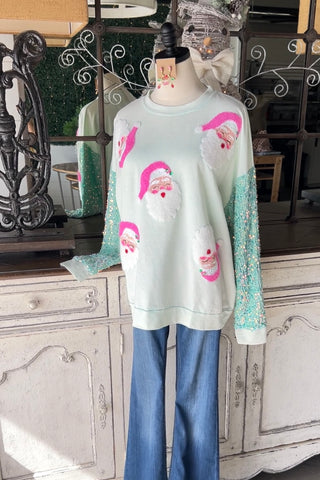 Blingy Santa Mint Green Sweatshirt Bibi   