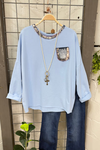 Chances Baby Blue Shirts & Tops MuMu