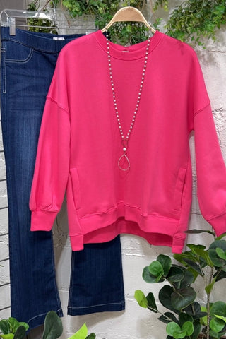 Quiet Places Fuchsia Sweatshirt Zenana