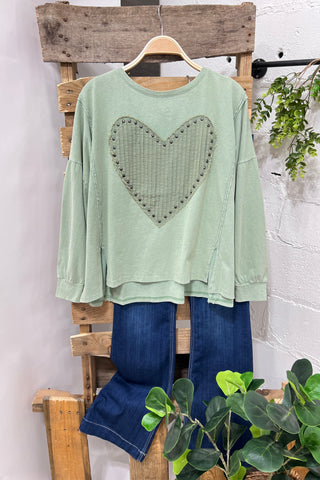 Heart Throb Sage Shirts & Tops Easel   