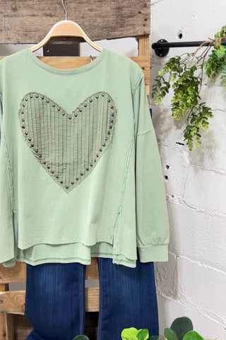 Heart Throb Sage Shirts & Tops Easel   