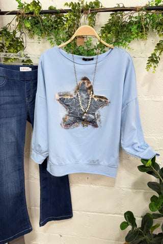 Leading Star Baby Blue Sweatshirt MuMu