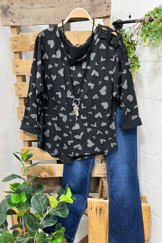 Heart Filling Black Shirts & Tops MuMu   