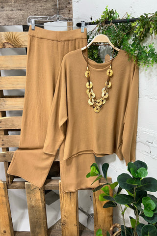 Eve Sweater Set Camel Top & Pant Set carol's boutique   