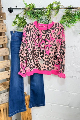 Feeling Feline Top Fuchsia Sweatshirt Oz