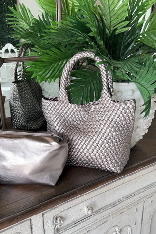 Chic Woven Bag Pewter purse A Touch Of Style   