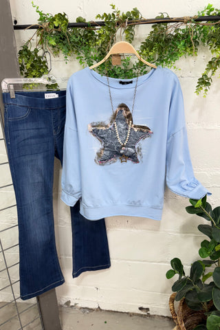 Leading Star Baby Blue Sweatshirt MuMu