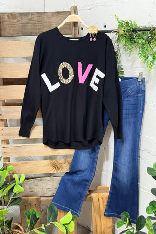 Love at First Sight Black sweater Vine & Love