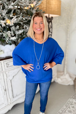 Modish Bright Blue sweater Charmante