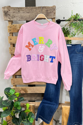 Merry & Bright Sequin Sweatshirt Pink Sweatshirt Sugar Stitch/Faire   