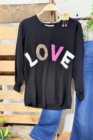 Love at First Sight Black sweater Vine & Love