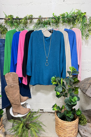 Simpler Days Teal sweater Mina Rosa/WePrice   