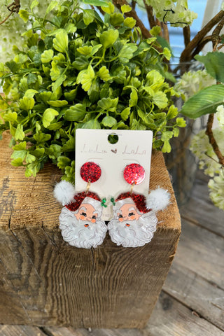 Pom Santa Earrings Red Earrings Wona Trading   