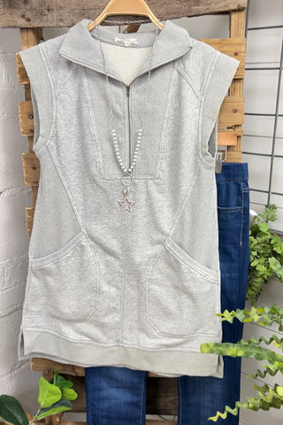 Chloe Tunic Heather Grey  Blue Velvet   