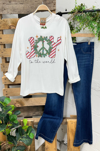 Joy To World Long T-Shirt Shirts & Tops Sugar Stitch/Faire   