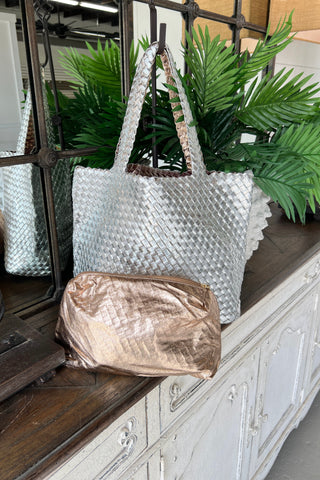 Double Duty Woven Bag Silver/Gold  A Touch Of Style   