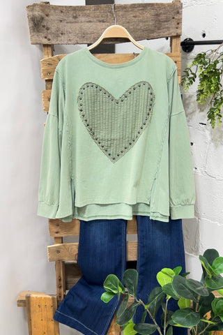 Heart Throb Sage Shirts & Tops Easel   