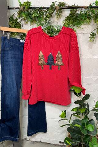 Tree Trio Red DOORBUSTER Shirts & Tops Heimish USA