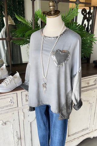 Heart Warming Pewter Shirts & Tops Miss Carla   